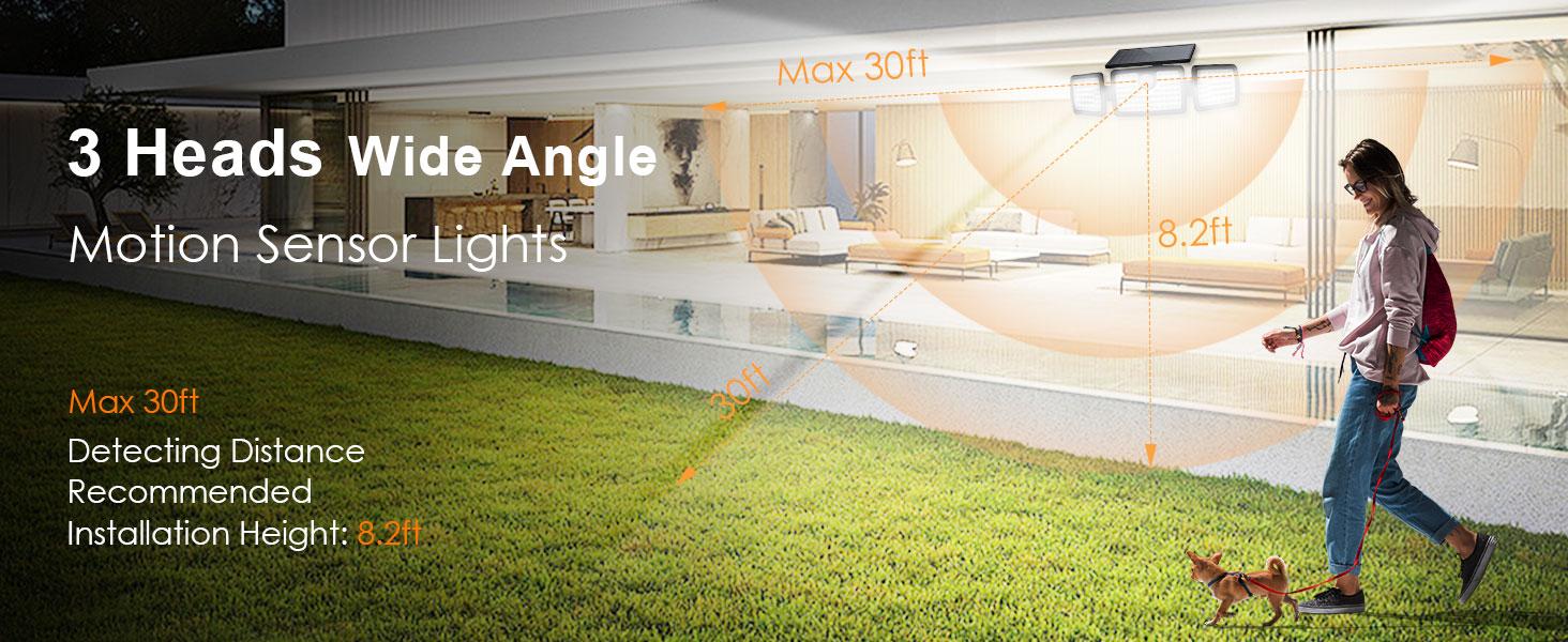 Mihani Solar  Waterproof Lights with 2500LM, 158 LEDs High Brightness, 270° Wide Angle for Yards, Patio, House, Garage