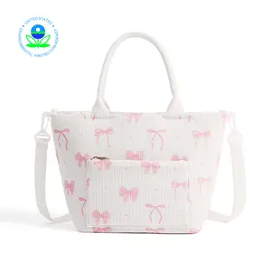 MEXS Lunch Bag for Women Adult Large Insulated Lunch Box Girl Cute Corduroy Lunch Tote Bags Reusable Leakproof Cooler Work Picnic