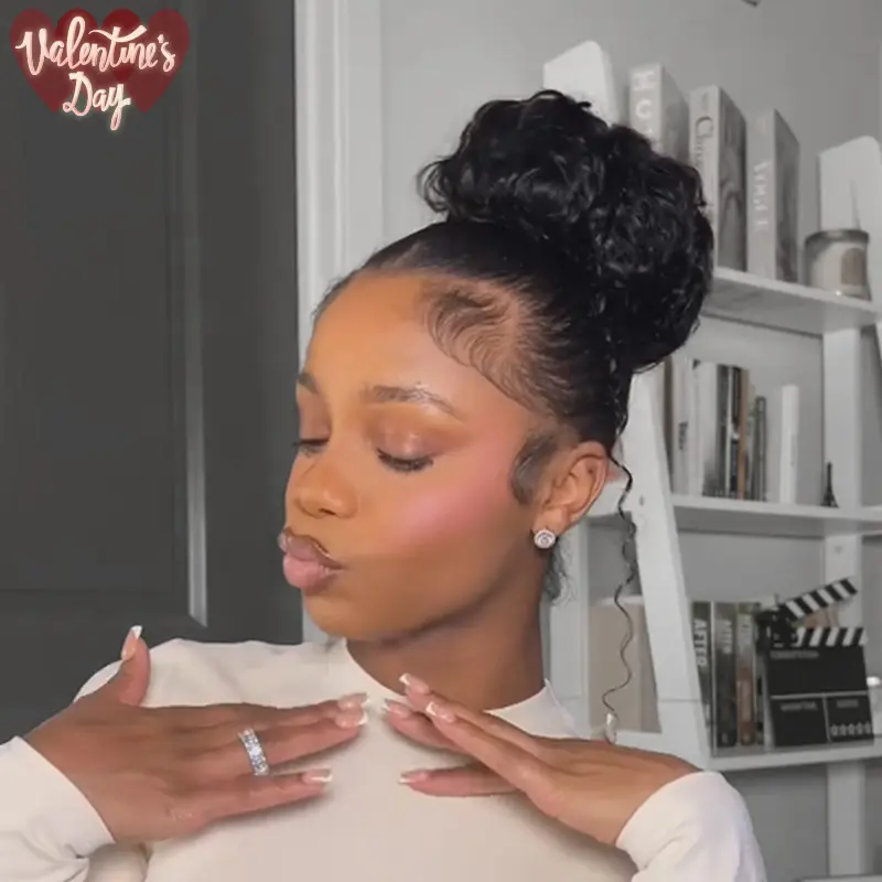 Frodio 100% Human Hair Messy Bun Hairstyle Ponytail Extension Adjustable Drawstring Ponytail TikTokShopBlackFriday #summervibes
