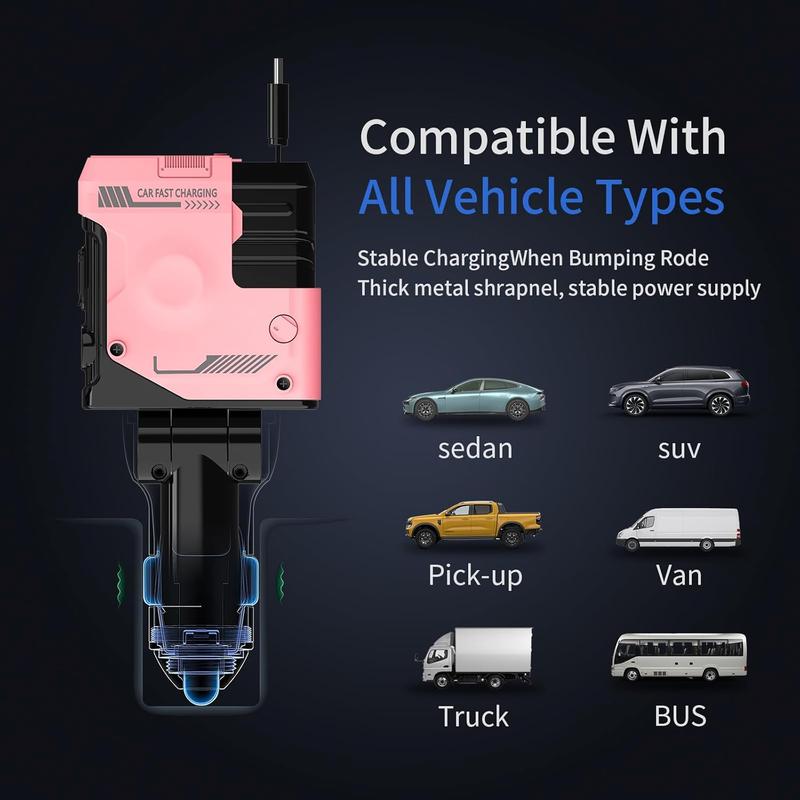 4-in-1  car charger USB C Fast Charging Adapter Ultra-fast charging 31.5 Inch Range Retractable Charger Lightning Cable 2 retractable cables