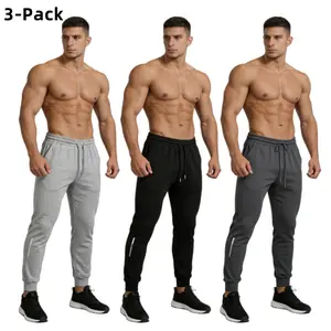 3-pack and 6-pack men's casual sports sweatpants, high elasticity and comfortable, black, gray, light gray, spring and autumn styles, versatile, loose-fitting, cuffed sweatpants, multi-colored casual pants, suitable for home fitness and running