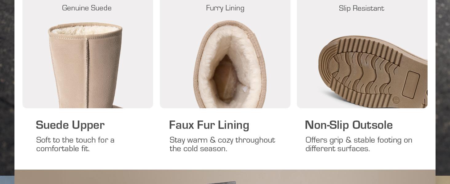 Dream Pairs High-Top Slip-On Snow Booties – Plush Faux-Fur, Memory-Foam, Anti-Slip Outdoor Sole