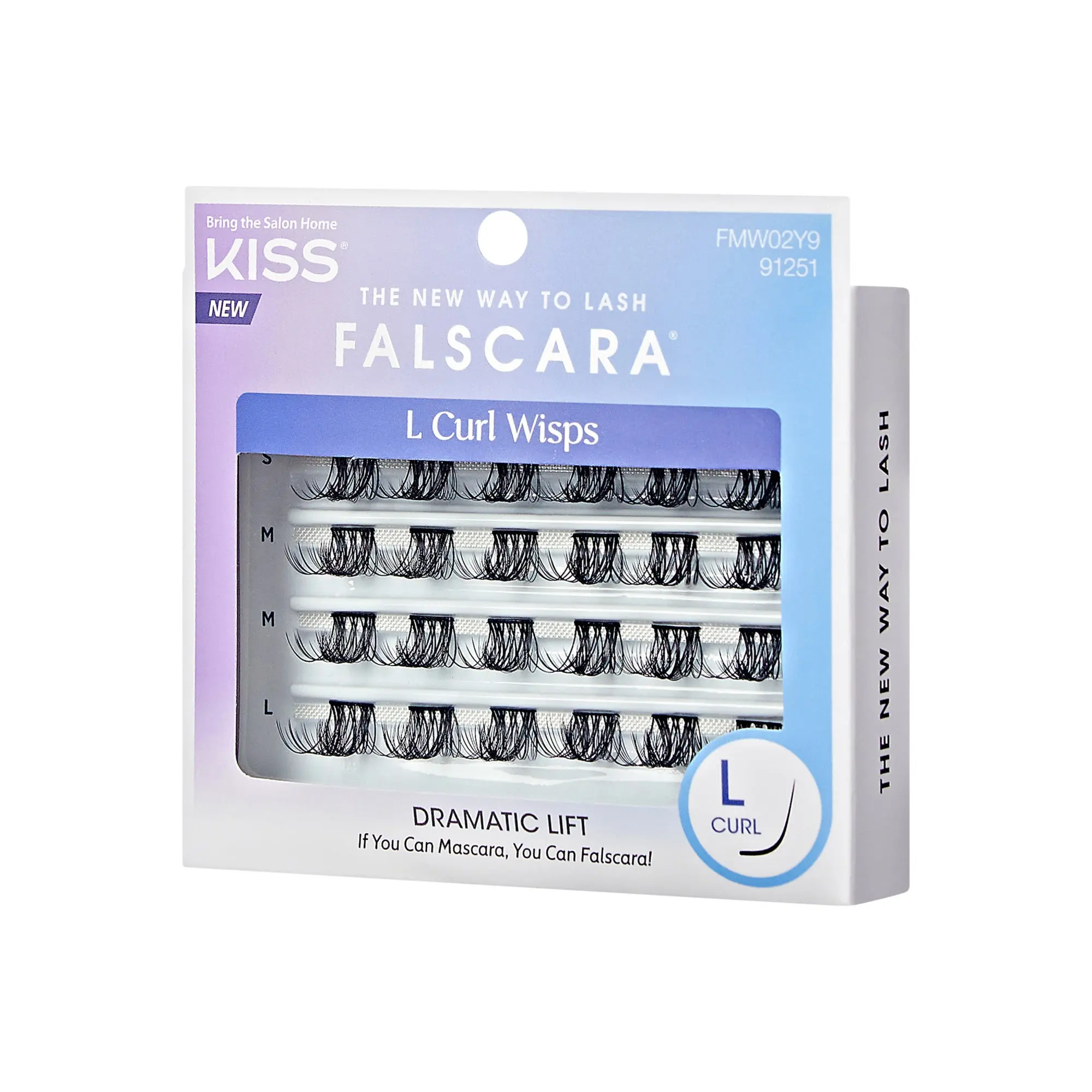 Falscara Natural Multipack - L Curl | DIY False Lash Extensions, Natural, Cluster Lash, Wispy Lashes, 24 Wisps, 12mm-16mm
