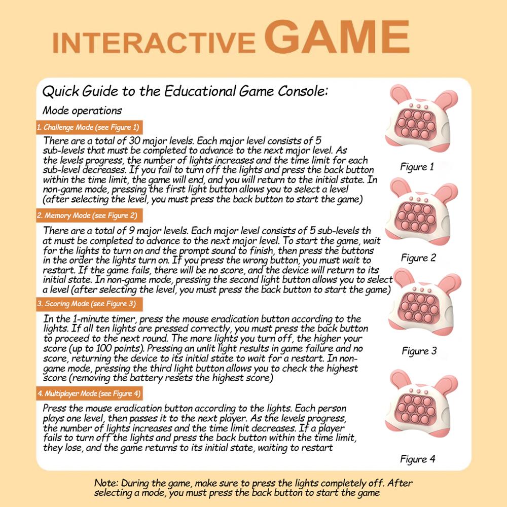 Fast Push Game, Quick Push Pop Game, Light Up Fidget Toys, Quick Speed Fast Push Puzzle Game Console, Bubble Stress Relief Decompression Toys, Handheld Game Toy for Kids Ages 3-12