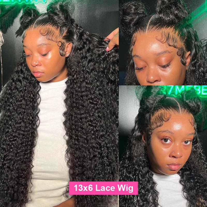 Bling Hair 13x6 13x4 Deep Wave Lace Front Glueless Wigs Human Hair 180% Density Deep Wave Frontal Wigs Human Hair HD Lace 38 Inch Curly Wigs for Black Women Pre Plucked with Baby Hair Curly Lace Front Wig TikTokShopHolidayHaul