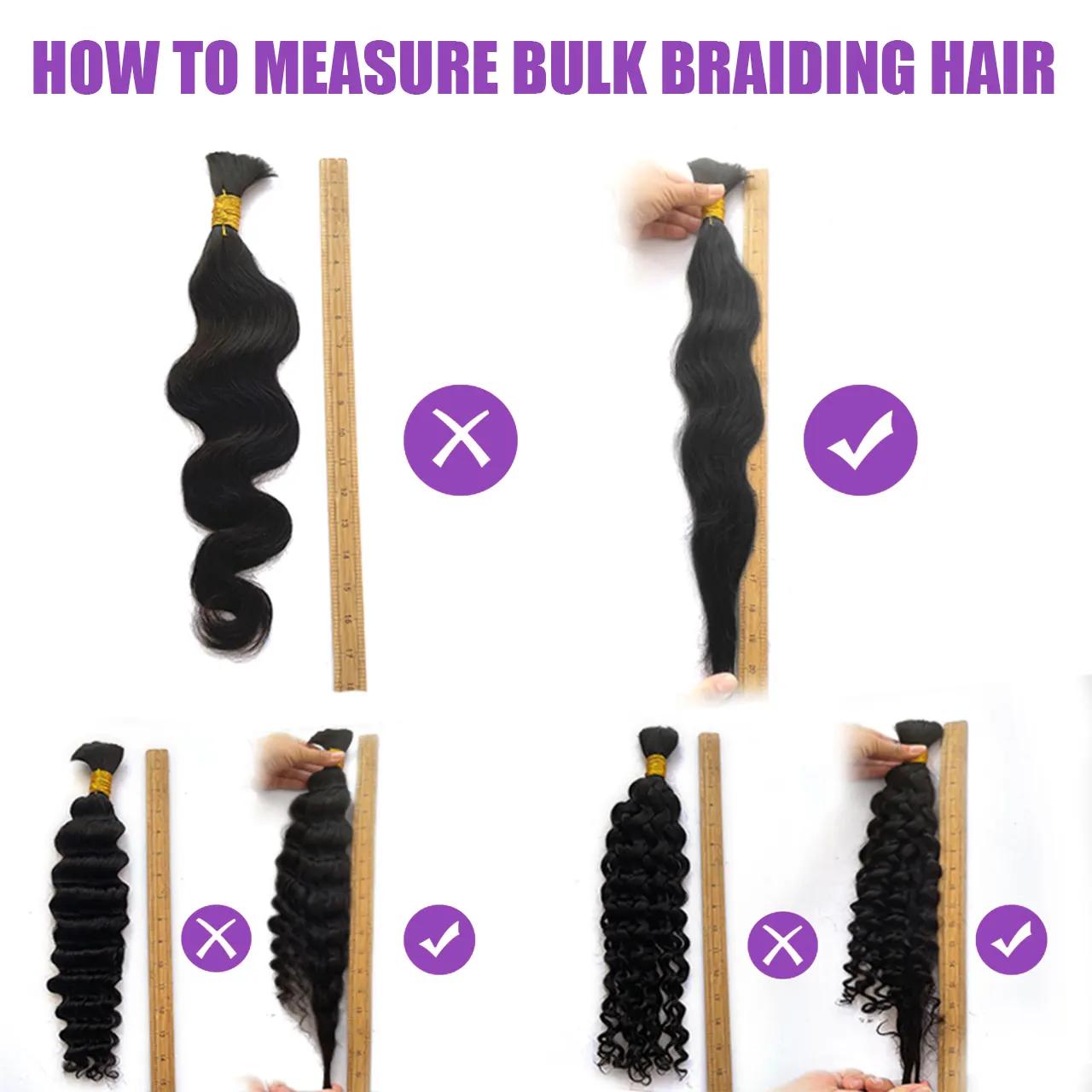 YGwigs Body Wave Double Drawn Bulk Human Braiding Hair - Natural Black, 100g/Bundle, Virgin Hair, Curly Extension