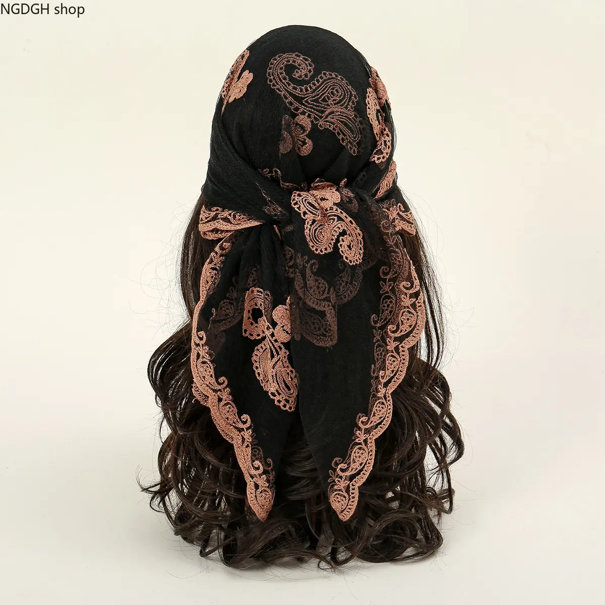 Women's Elegant Floral Embroidery Square Scarf - Boho-Chic Sports & Outdoor Accessory for Festival Outfits, Summer Vacations, Female