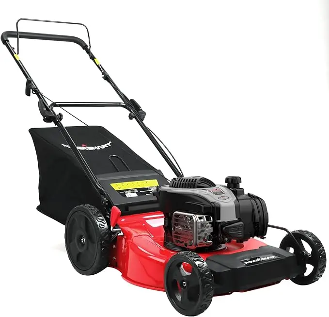 PowerSmart 21" 140cc 3-in-1 Gas Lawn Mower with 10-Inch High Rear Wheels,,Large Grass Catcher, Effortless Operation,Fast Mowing, Springtok  B8721P