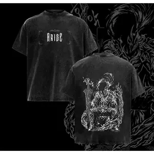 Igris Solo Leveling Vintage Washed Oversized T-Shirt – Dark Anime Graphic Tee, Anime Streetwear Unisex Shirt