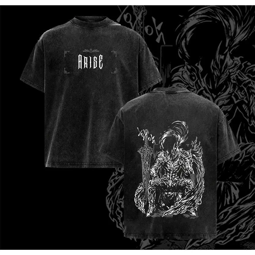 Igris Solo Leveling Vintage Washed Oversized T-Shirt – Dark Anime Graphic Tee, Anime Streetwear Unisex Shirt