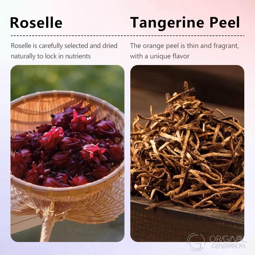 Kidney Tea 2.0 Version Roselle /Hibiscus Tangerine Tea 100g (10g×10pcs) Caffeine Free With Adzuki Bean Pear Dried Tangerine Peel Sugarcane Mulberry Roselle Hawthorn Rose Apple Stevia