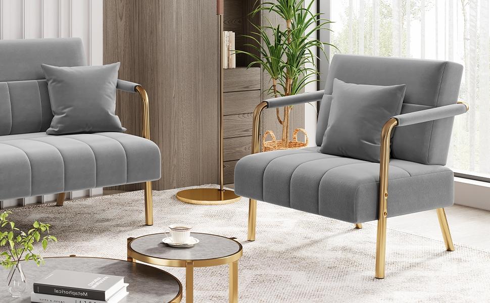 Yaheetech 56.5" W Modern Loveseat 2 Seater 2 Pillows Sofa Luxurious Velvet Fabric Couch for Bedroom, Home Office, Studio