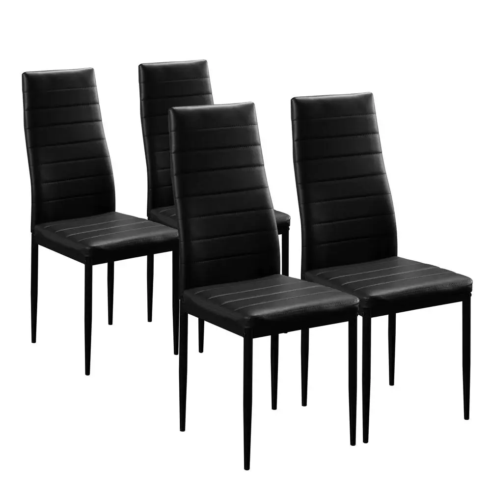 Karl home Dining Chairs Set of 4, PU Leather Balck Kitchen Chairs with Padded High Back & Foot Cap Protection for Dining Kitchen Living Room,300lbs Capacity,Space-Saving,dorm essentials,home decor