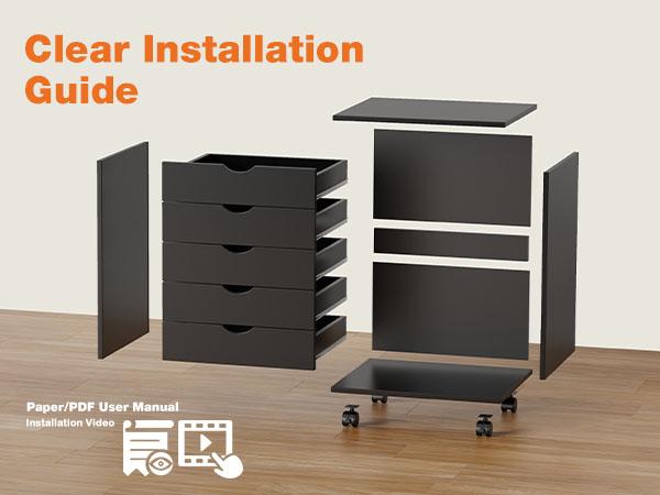 Sweet Furniture F 5 Drawer Chest- Dressers Storage Cabinets Wooden Dresser Mobile Cabinet with Wheels Bedroom Organizer Drawers for Office