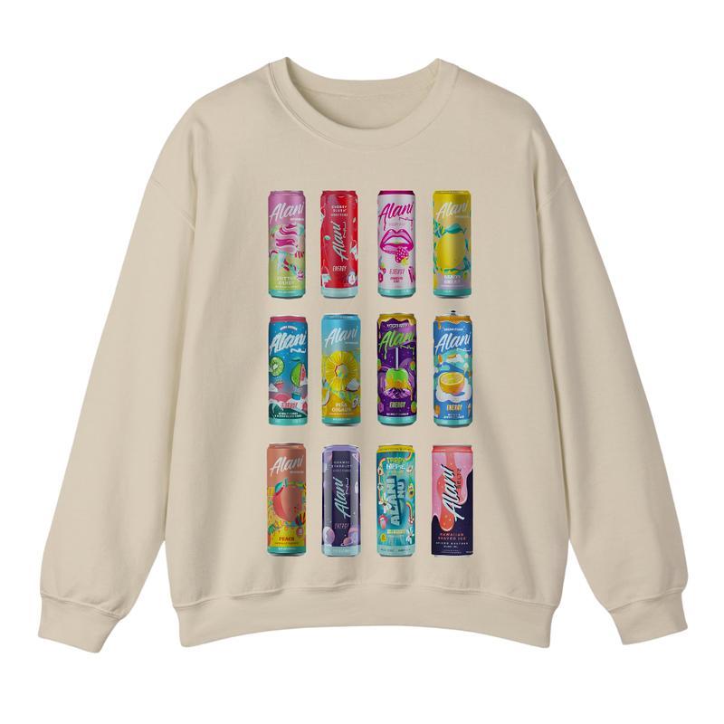 Alani Nu Energy Drink Sweatshirt, Graphic Cotton Crewneck For Women, Soft Fabric Casual Streetwear, Long Sleeve Pullover Top, Trendy Daily Wear Sweatshirt, Gift For Men And Women, Classic Cotton Full Colors Sweatshirt