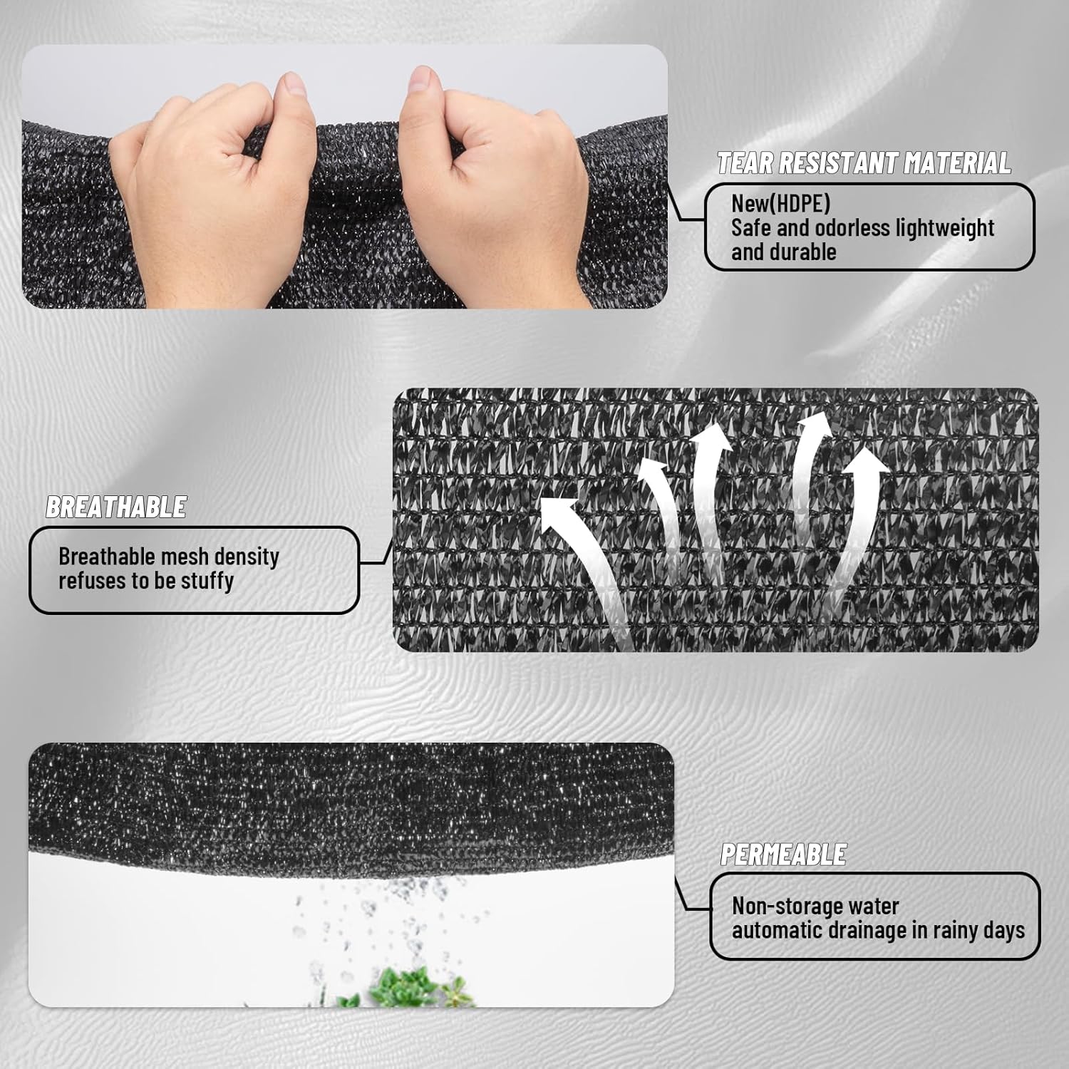 10ft×13ft Black Breathable Sun Shade Mesh, Net with Thickened Stitched Hems & Reinforced Grommet Fasteners, Multi Scene Outdoor Sun Cover for Garden Greenhouse Chicken Coop Patio Outdoor Dining Space uv-resistant reinforce rivet dustproof protection