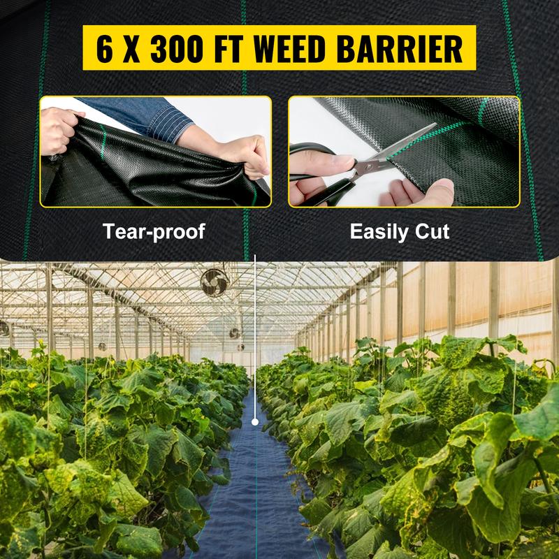 VEVOR Premium Weed Barrier Fabric Heavy Duty, Various specifications, Woven Weed Control Fabric, High Permeability Good for Flower Bed, Geotextile Fabric for Underlayment, Polyethylene Ground Cover