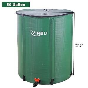VINGLI 50 Gallon Collapsible Rain Barrel, Portable Water Storage Tank, Rainwater Collection System Downspout, Water Catcher Container with Filter Spigot Overflow Kit VINGLI 50 Gallon Collapsible Rain Barrel, Portable Water Storage Tank, Rainwater Collection System Downspout, Water Catcher Container with Filter Spigot Overflow Kit