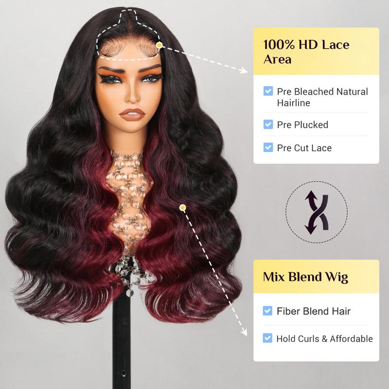 【Blend】TESLAL Wear It and Go Glueless Wig Pre Cut HD Lace 6X6X1 Lace Wig 180% Density Body Wave Adjustable Straps Pre-Plucked Wig Soft And Affordable