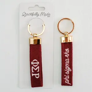 Phi Sigma Rho Embroidered Keychain with Gold Hardware Double-Sided Sorority Letters & Name Script Accessory Sorority