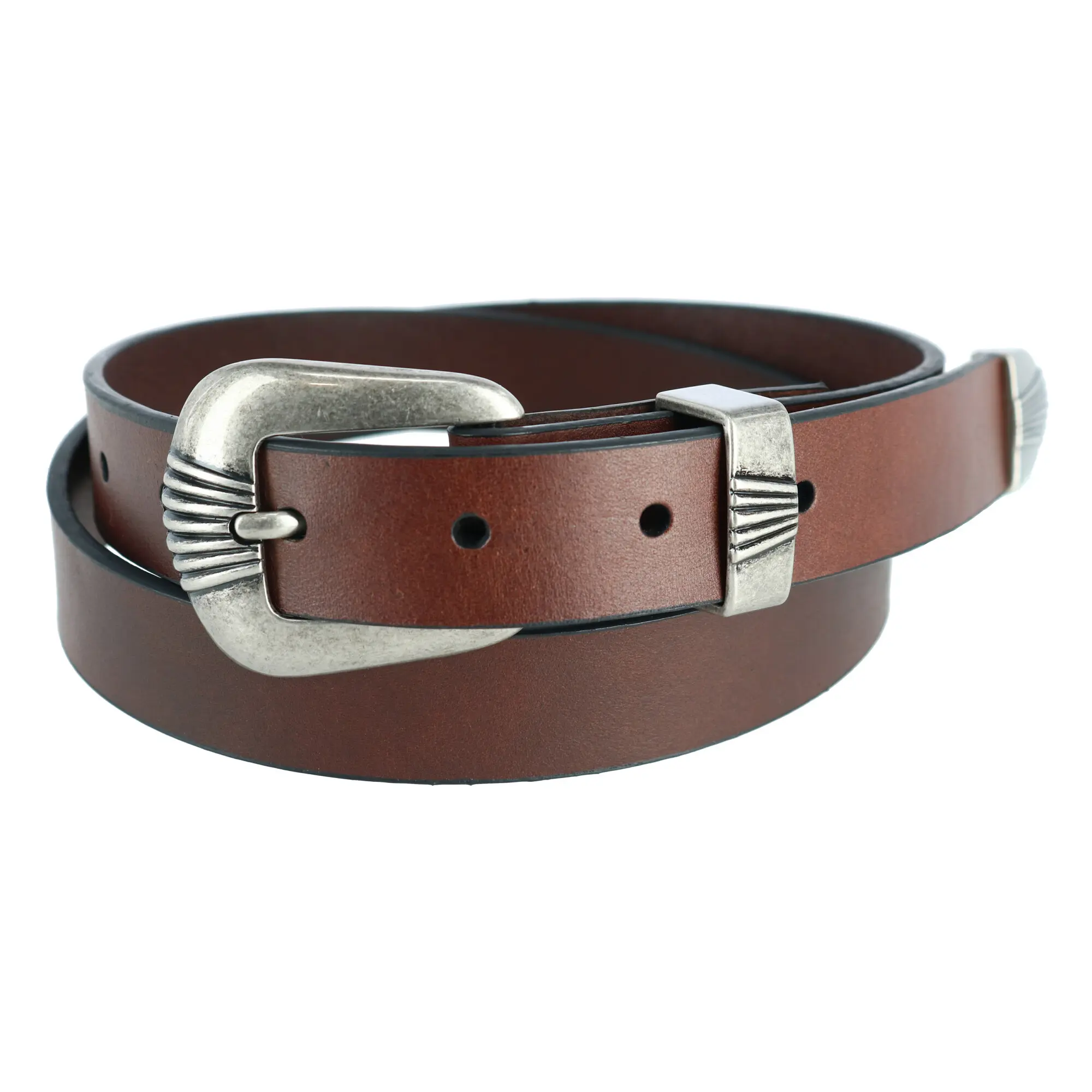 Wrangler Women's 3-Piece Fashionable Buckle Decorated Genuine Leather Belt Set, Universal Design, Veg-Tanned Material, Durable Metal Hardware, Veg-Tanned Leather, Adjustable Strap Belt, Heavy Duty, Scalloped, Changing Up Style, Female, Waist Belt