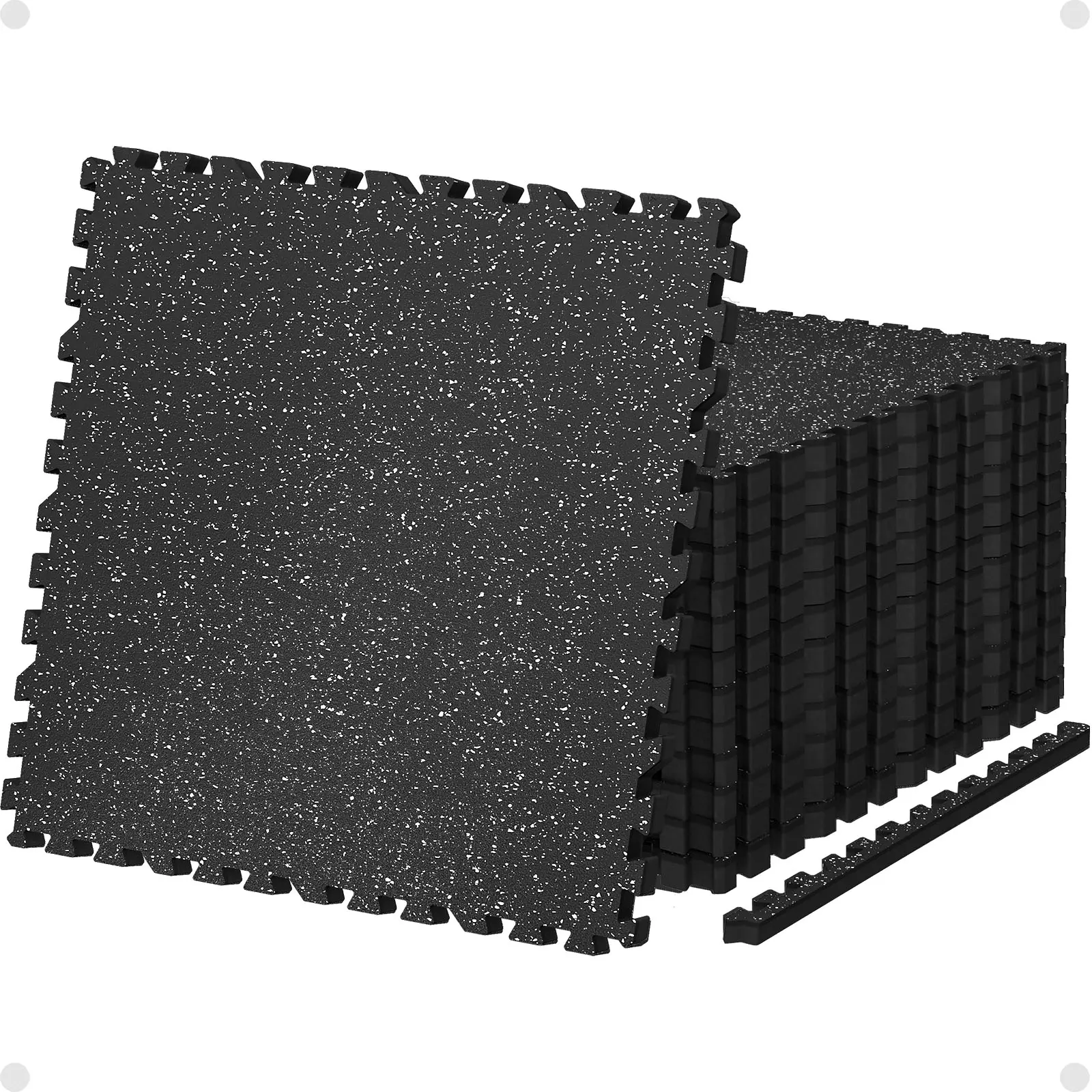 AIRHOP Interlocking Foam Exercise Mats - Rubber Top High-Density EVA Tiles, 0.56in/0.79in Thick Shock-Absorbing, 12-Pack Covers 48 sq ft, Fits Garage/Basement, Gym Accessories for Home Gym Floor Protection, Treadmills