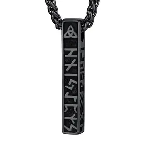 Norse Viking Rune Necklace: Men's Stainless Steel Celtic Knot Pendant Necklaces with Norse Symbols Vintage Amulet Jewelry