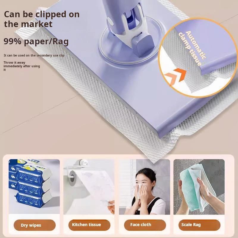 Portable Self-Squeeze Mop Set, Flat Mops, Reusable Cleaning Tool for Hard Floors, Compact Bathroom & Home Maintenance Accessory