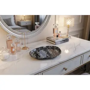 Large Wavy Resin Vanity Tray – Handmade Decorative Dish