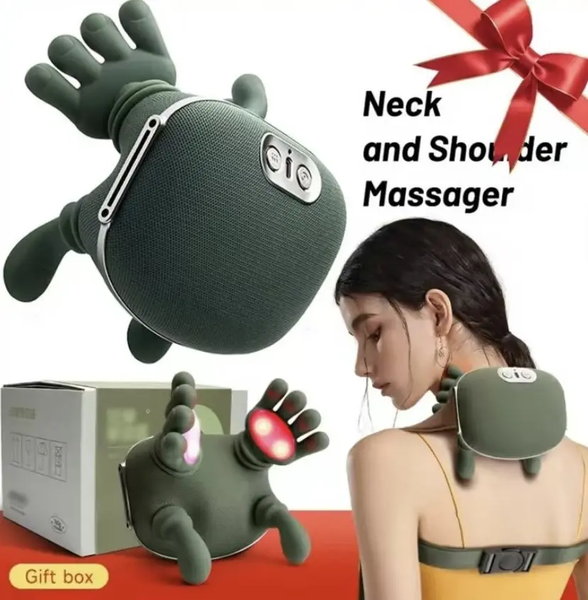 [Renhui] Shoulder Massager Electric Cervical MassagerBionic Hand Heating Wireless Portable 3DKneading Massage for Neck Shoulders & HandsUnisex Lightweight & Adjustable SpeedSettings,Halloween Gifts