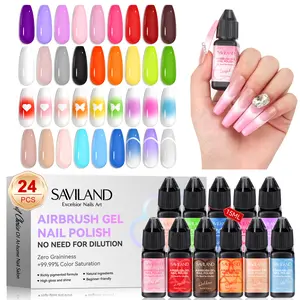 SAVILAND Airbrush Gel Nail Polish Kit – 24 Vibrant Colors, Non-Acetone, Ready-to-Use Airbrush Gel for Gradient, Blush & Layered Nail Art