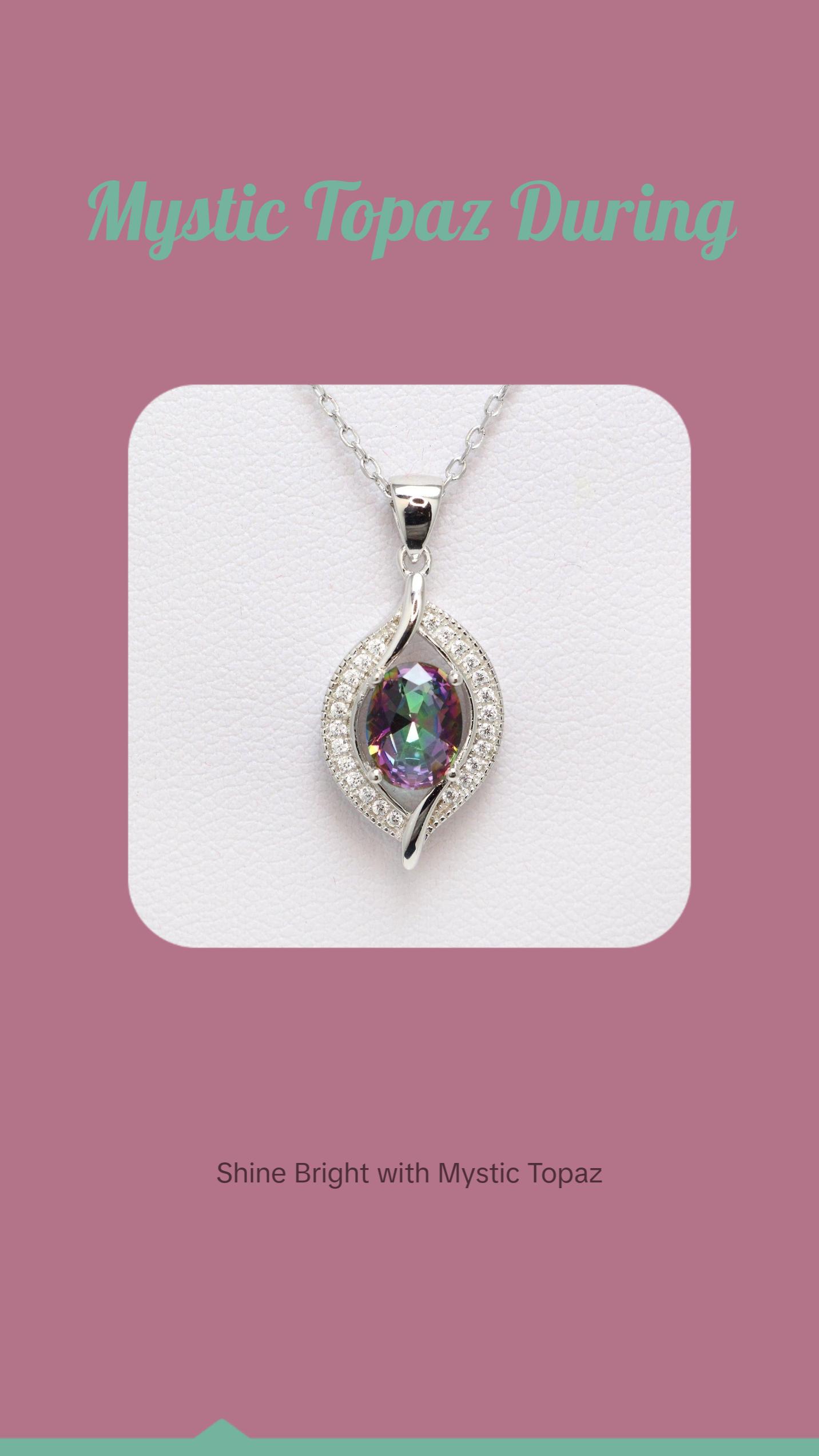 925 Sterling Silver Mystic Topaz Pendant Necklace