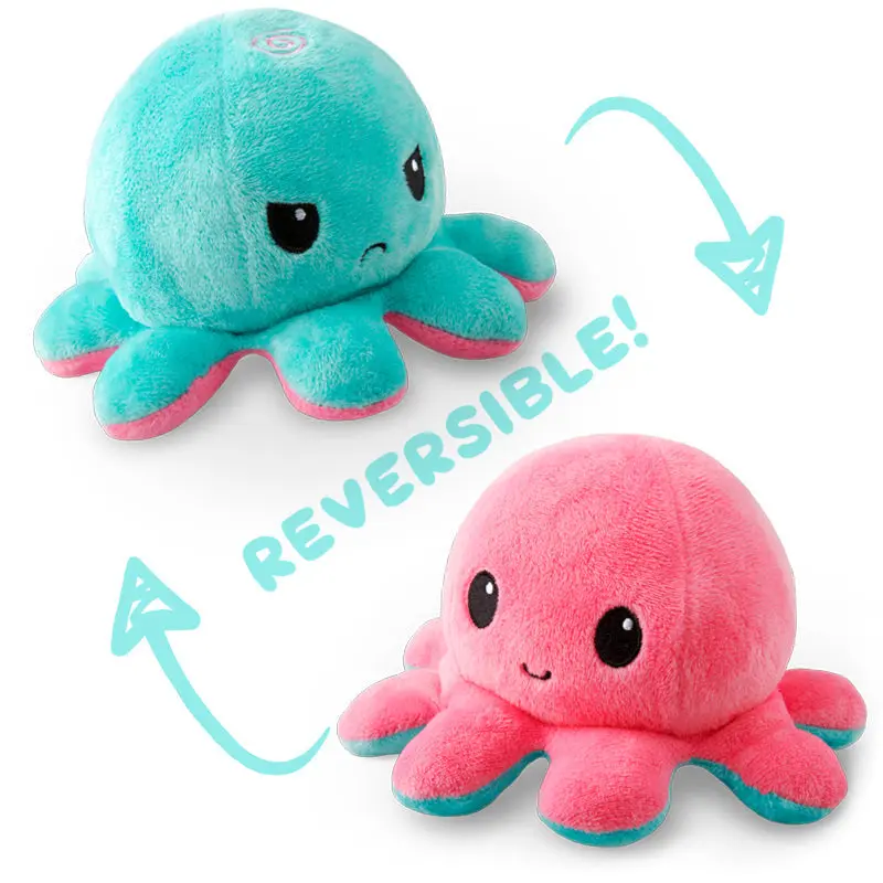TeeTurtle Reversible Octopus Plushie (Aqua + Pink)