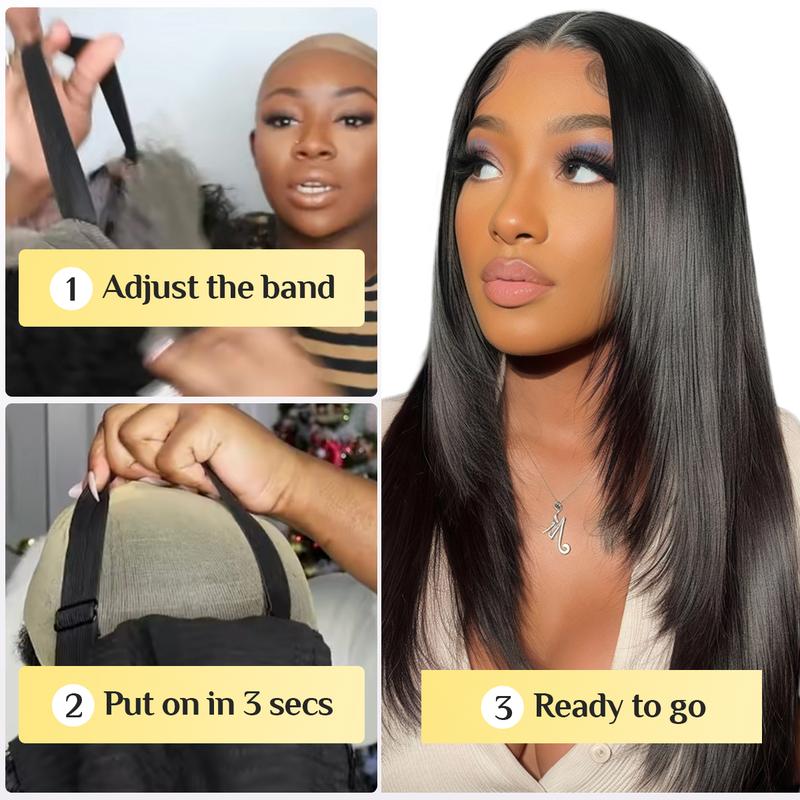 【Blend】TESLAL Wear It Go Glueless Wig Pre Cut HD Lace 6X6X1 Lace Wig 180% Density Straight Hair Pre-Plucked Wig Adjustable Straps Soft And Affordable