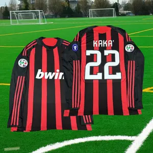 08-09 Home Black and Red Long Sleeve NO.22 Kaka Soccer Jersey