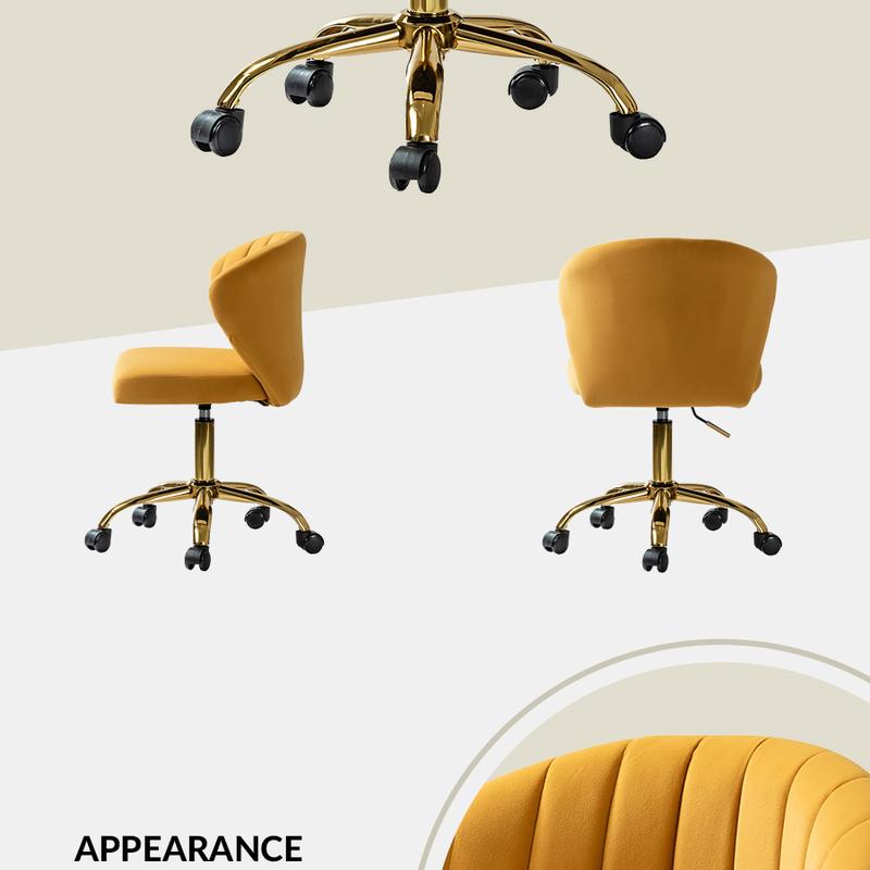 Hulala Chandra Velvet Office Chair, classic design, elegant pattern, ergonomic shape, durable frame with soft filling, Durable metal five-pronged base, all directional wheels, height-adjustable, vertical tufted design chair