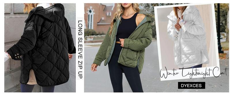 Imily Bela Womens Quilted Puffer Jacket Hooded Long Sleeve Zip Up Winter Coat Lightweight Warm Jackets with Pockets