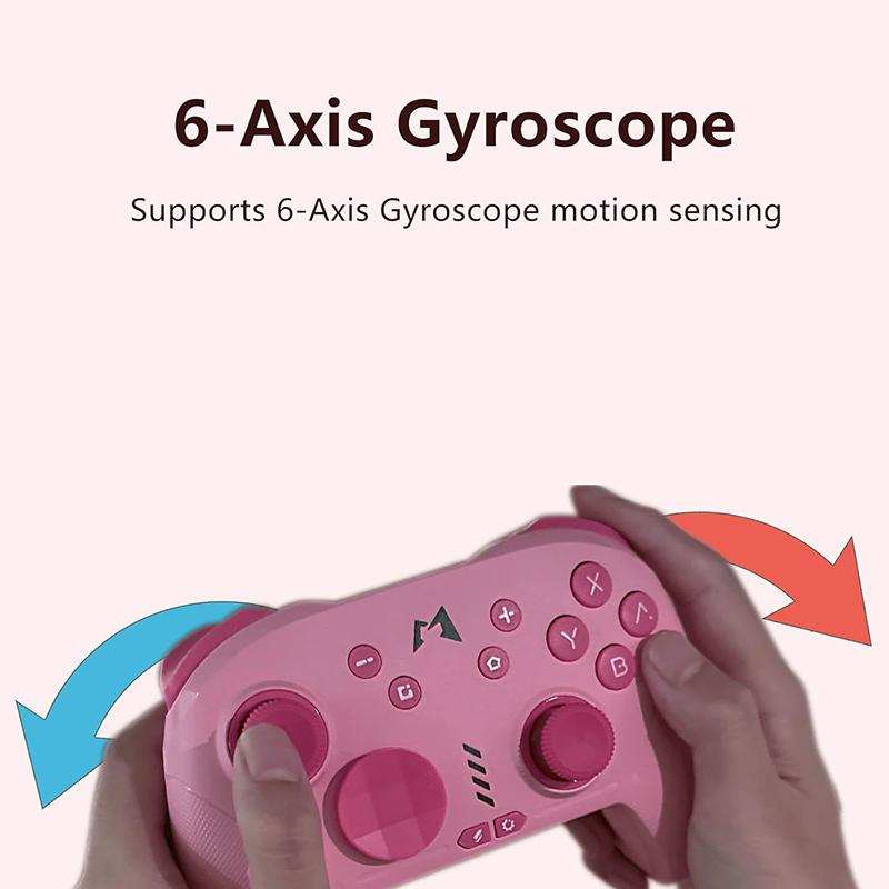 Pro Controller for Switch Gamepad with Vibration ALPS Joysticks Turbo Mechanical Buttons 6-Axis Gyroscope Pink High-Quality Vibration Experience