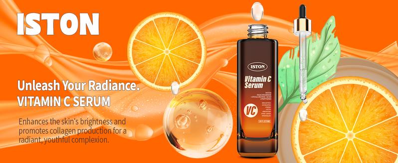 ISTON Ultra-Moisturizing Vitamin C Facial Serum 50 ml with Hyaluronic Acid, Niacinamide and Peptides Pure Vitamin C Facial Serum for the face, anti-aging, lightens dark spots, evens skin tone and eliminates fine lines and wrinkles.