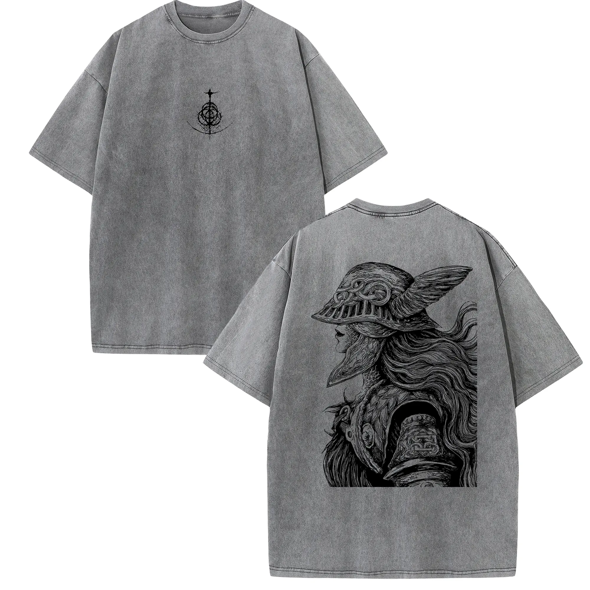 Men's Elden Ring Tshirt, 90s Washed Style, Unisex Pre-shrunken Round Neck Super Soft Relaxed Fit, Cotton