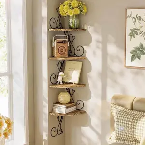 Also Ernst Floating Corner Wood Shelves, 4 Tier Wall Mounted Rustic Storage Shelf, Cat Shaped Shelving for Wall, Solid Wooden Decor for Living Room, Bedroom, Kitchen, Bathroom, Office White