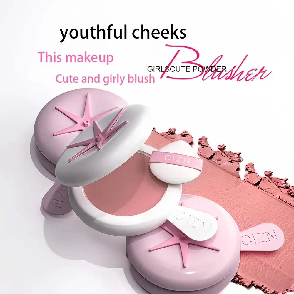 Girly 3-in-1 Multi-Use Cream Blush Stick c101# w/Puff & Mirror, Base, Concealer & Color Correction, Natural Matte Finish, Long-Lasting Hydrating Light Beige, Waterproof, Flatters Any Skin Tone, Perfect Valentine’s Day Gift for Everyday & Festive Makeup,su