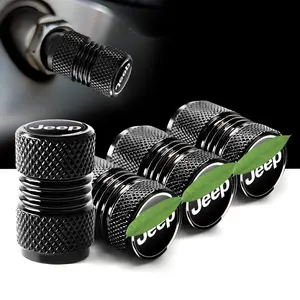 4-piece set of tire valve caps for Jeep models, corrosion-resistant, universal aluminum alloy dust caps, made of metal, dustproof and waterproof, durable, suitable for cars, bicycles, and motorcycles, practical!