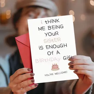 Funny Birthday Greeting Card From Sister, Cheeky Birthday Greeting Card for Brother And Sister, Birthday Greeting Card with Envelope, Thank You Card, Gift Card