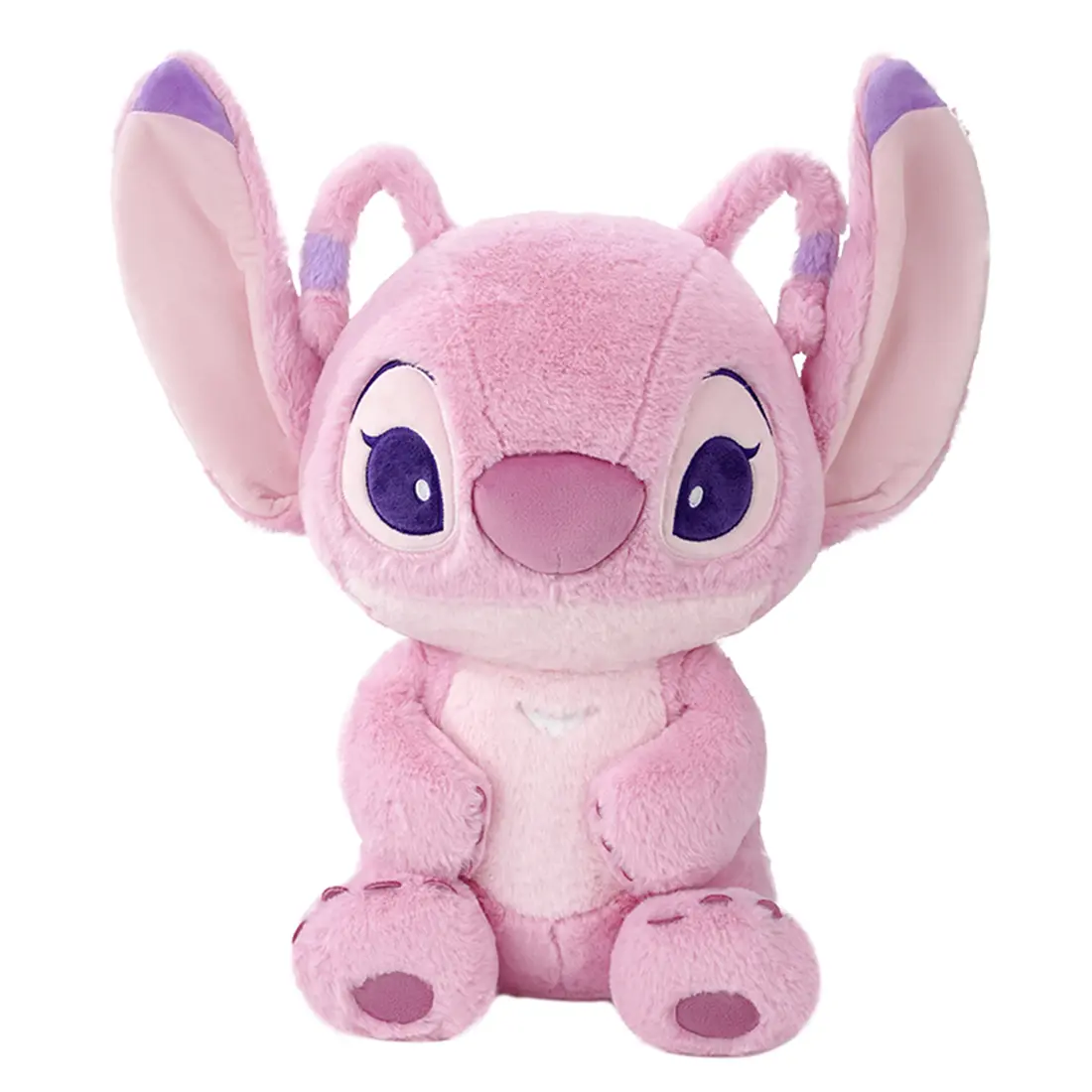 MINISO Disney Lilo & Stitch Angel Sitting Plush, Soft Cuddly Stuffed Doll, Cute Desk Decor, Collectible Toy Gift for Disney Fans & Kids