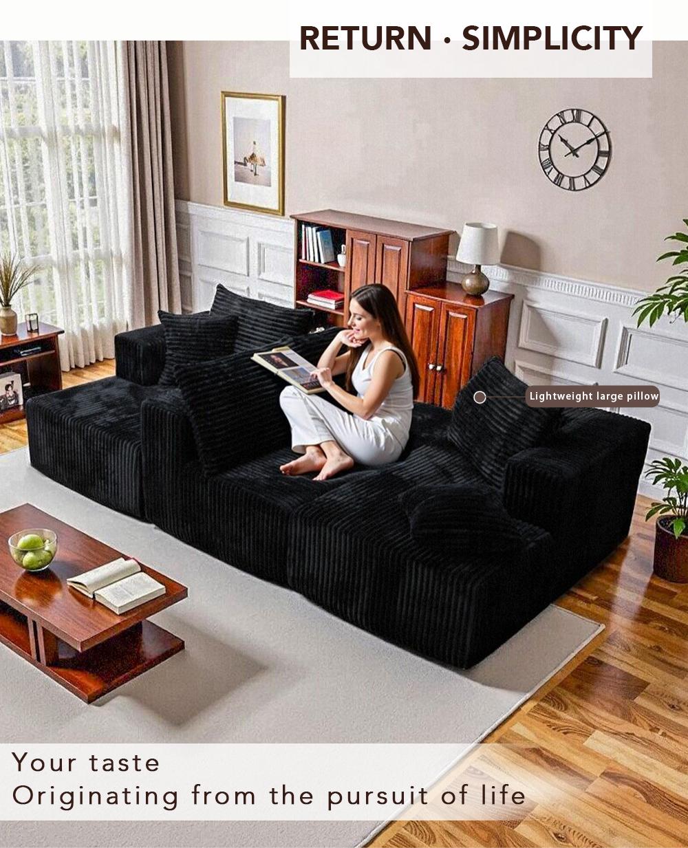 132'' U-shape Modular Corduroy Sofa Modern Living Room Comfortable No Assembly Needed Popular Boneless Sectional Couch Loveseat Couch Sleek boneless sectional couch bean bags furniture living room