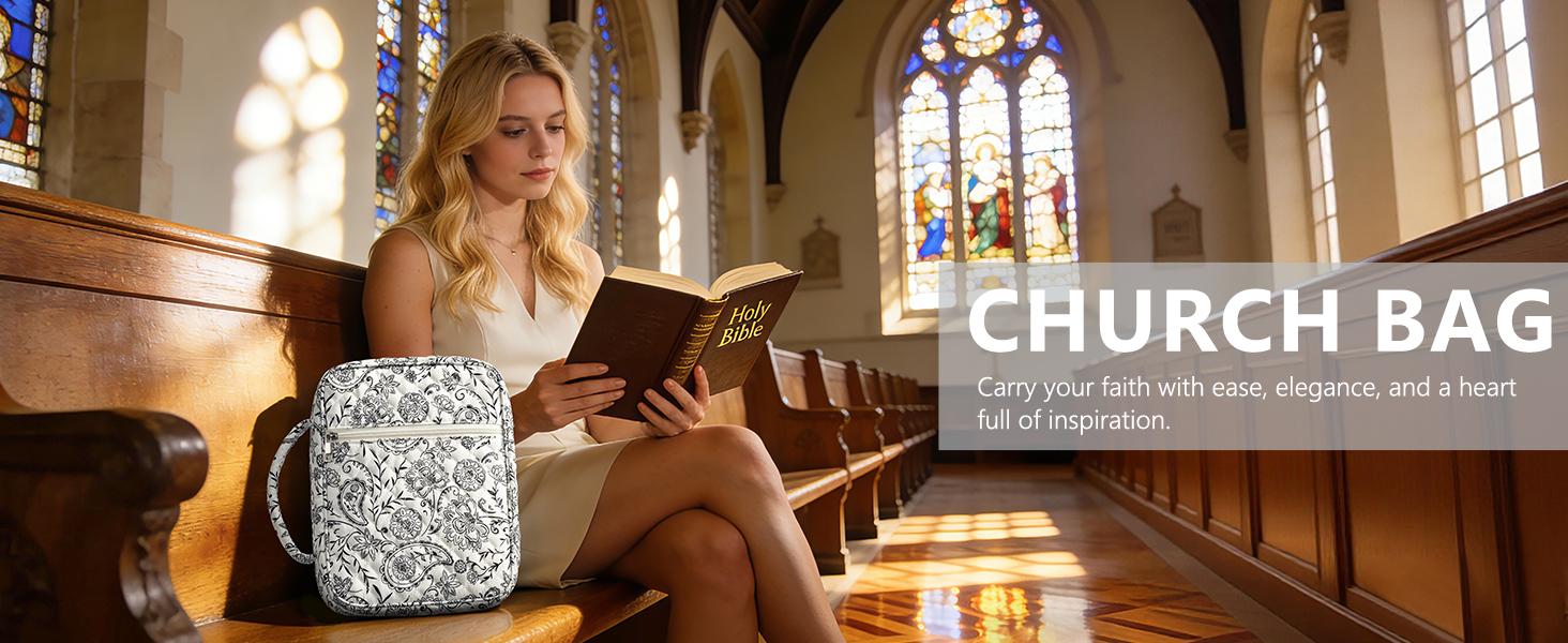 FLOE Bible Cover Case for Women Large Bible Bag, Bible Study Supplies Journaling Kit Quilted Church Bag with Handle, Puffer Carrying Case w/Tabs Accessories Easter Mothers Day Christian Gifts for Women Mom