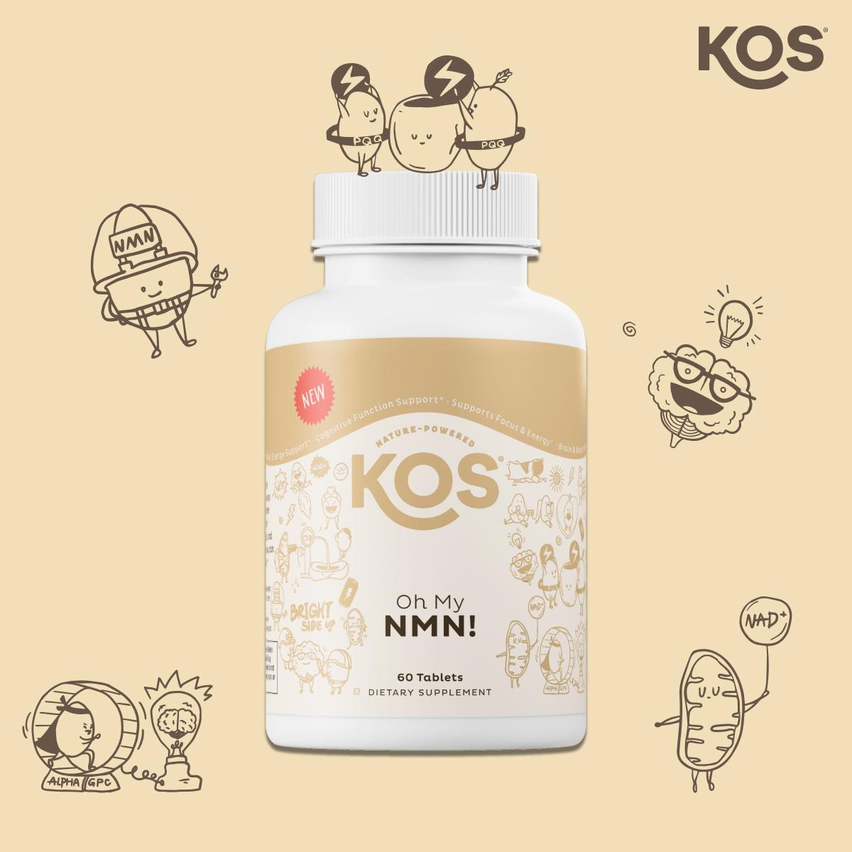 KOS Oh My NMN!  15000/30000mg NMN/30/60 Servings NAD+ + BrainBooster -TikTok Viral Pink Pills with NMN, PQQ, Alpha-GPC