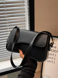Women's Elegant Solid Color Flap Shoulder Clutch, Fashionable PU Leather Baguette Bag for Daily Life,Casual Trendy Versatile Convertible Shoulder Bag for Women & Girls,Fashion Purses, Crossbody Clutch Purse