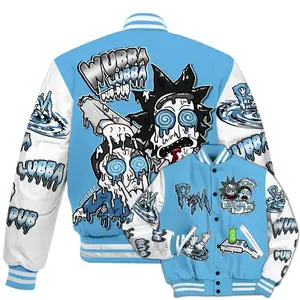 Melo 12s Match Varsity Jacket, Wubba Rick Drip Printed Baseball Jacket, Ricck and Mortyy Merch, 90s Hip Hop Baseball Jacket, Men Women Sports Lightweight Jacket